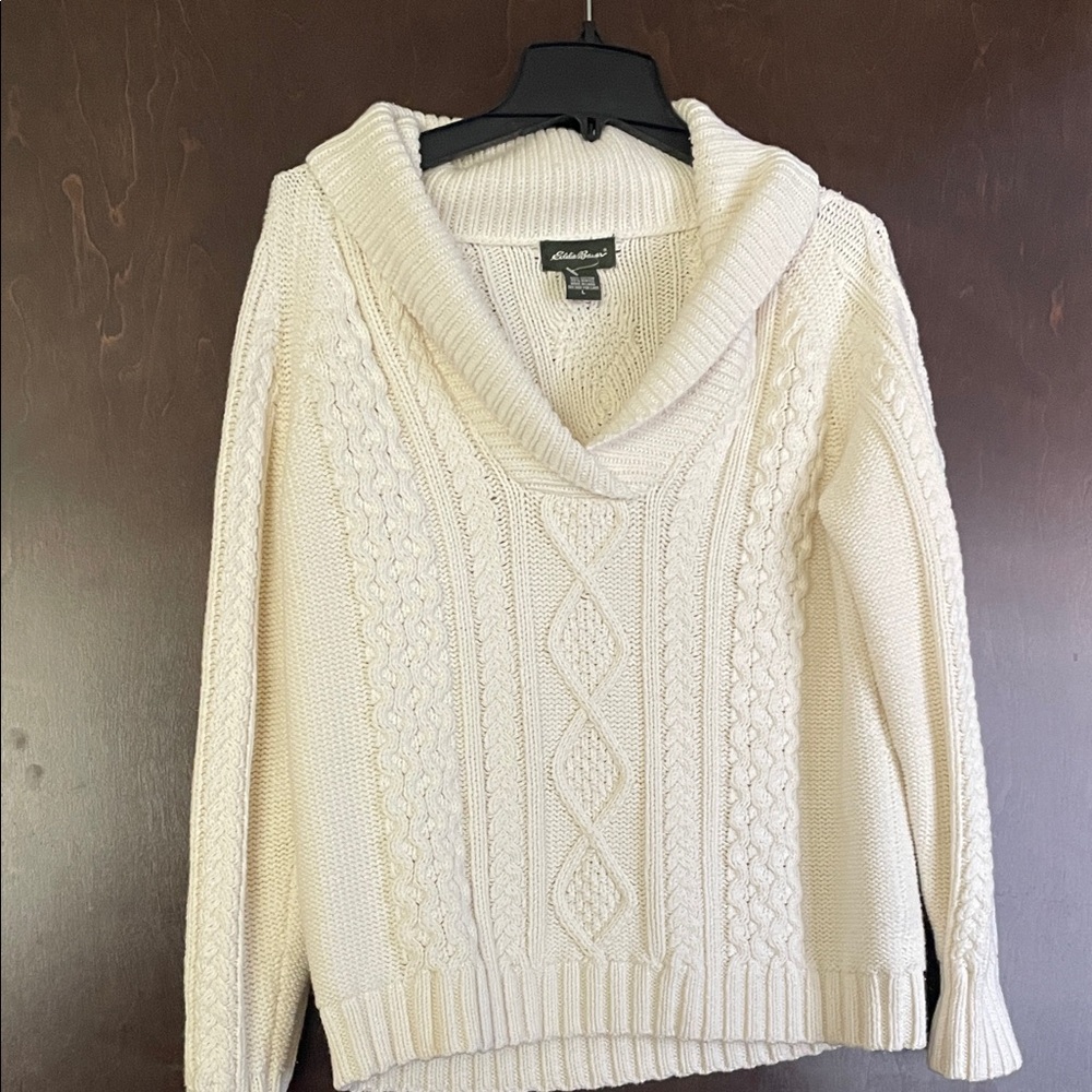 Eddie Bauer Women's Ivory Cowl Neck Sweater